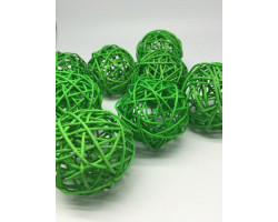 Ротанговые шары 7см цв. зеленый упак.8шт