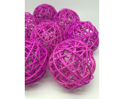 Ротанговые шары 9см цв. фиолетовый упак.8шт