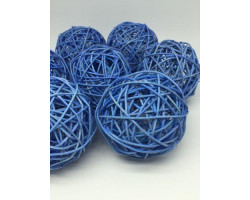 Ротанговые шары 9см цв. голубой упак.8шт