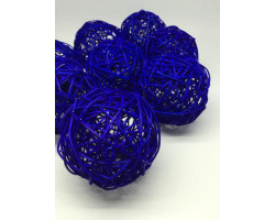 Ротанговые шары 9см цв. синий упак.8шт