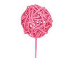 Шар плетеный ротанг на вставке арт.ZA.95006046 5х50см цв.розовый