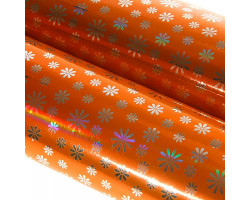СЛ.854258 Бумага упаковочная рисунок Цветочная поляна оранжевая 50х70см