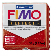 FIMO Effect полимерная глина, запекаемая в печке, уп. 56 гр. цвет: красный с блестками, арт.8020-202