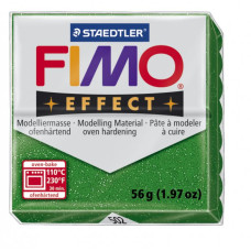 FIMO Effect полимерная глина, запекаемая в печке, уп. 56 гр. цвет: зелёный с блестками, арт.8020-502