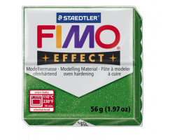 FIMO Effect полимерная глина, запекаемая в печке, уп. 56 гр. цвет: зелёный с блестками, арт.8020-502