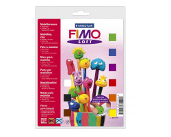 FIMO Soft основной комплект полимерной глины из 9 блоков по 25 гр. лак, инструмент, основа арт.8023