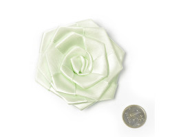 Украшение пришивные арт.Р-007 Роза атласная 7х7 см цв.бл.салатовый