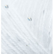 Пряжа для вязания Ализе Angora Gold Pullu (68%акрил, 4%пайетки, 9%мохер, 9%шерсть, 10%п/э) 10х50гр/215м цв.055 белый