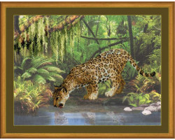 Частичная вышивка арт.СС-РТ0023 'Леопард у воды' 40x30 см