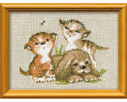Набор для вышивания арт.СС-0673 'Котята и щенок' 24x18 см