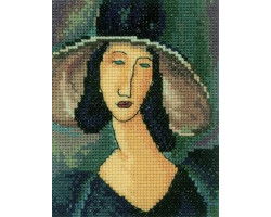 Набор для вышивания арт.РТ-ЕH336 'Портрет женщины в шляпе' 10х13 см