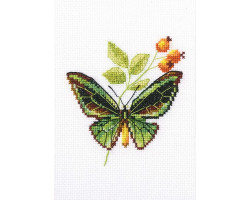 Набор для вышивания арт.РТ-ЕH363 'Веточка шиповника и бабочка' 8,5х9 см