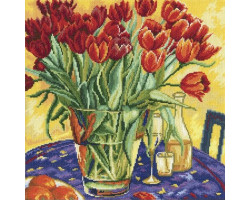 Набор для вышивания арт.РТ-M376 'Тюльпаны на столе' 28х28 см