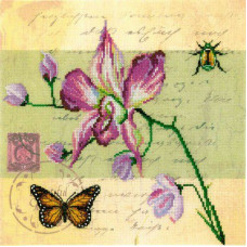Набор для вышивания арт.РТ-М70017 'Почтовая открытка - Орхидея' 25х25 см