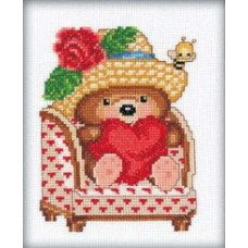 Набор для вышивания арт.РТ-С024 'Медвежонок с сердцем' 11,5x13,5 см
