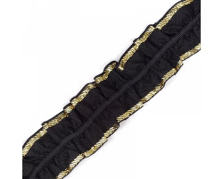 Лента 'Рюш' траурная арт.с3416г17т/4 рис.8663 шир.40 мм цв. черный/золото уп.10м