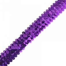 Тесьма с пайетками TBY арт.8-015 шир.30 мм цв. 12 фиолетовый уп.9,14м