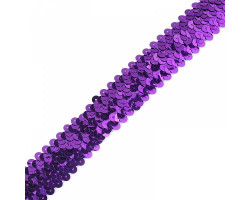 Тесьма с пайетками TBY арт.8-015 шир.30 мм цв. 12 фиолетовый уп.9,14м