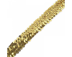 Тесьма с пайетками TBY арт.8-015 шир.30 мм цв. 15 золото уп.9,14м