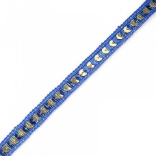 Тесьма с пайетками TBY арт.8-276 шир.12 мм цв.40 синий/золото уп.18,28м