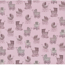 Бумага для скрапбукинга 'Малыш и малышка' арт.CP06358 розовые коляски