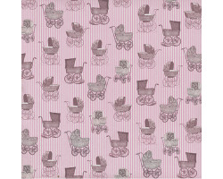 Бумага для скрапбукинга 'Малыш и малышка' арт.CP06358 розовые коляски