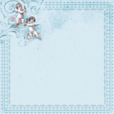 Бумага для скрапбукинга 'Малыш и малышка' арт.CP08296 Ангелы на голубом
