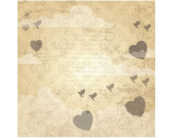 Бумага для скрапбукинга 'на крыльях любви' арт.CP00343 сердца в желтом 30,5х30,5см 140г/м одност