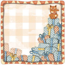 Бумага для скрапбукинга 'рыжий кот' арт.CP01418 гора подарков 30,5х30,5см 160г/м одностор