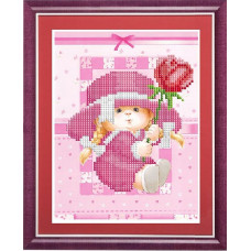 Рисунок на ткани 'Славяночка' арт. КС-139 Малышка с тюльпаном 13,5х17см