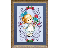Рисунок на ткани 'Славяночка' арт. КС-145 Малышка с цветком 13,5х17см