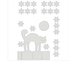 Светоотражающая термоаппликация снежная кошка арт.14012