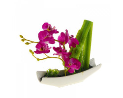 СЛ.853029 Цветочная композиция в горшке лодочка Орхидея цимбидиум 20х20см