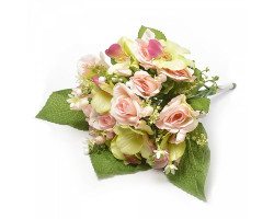Букет розы и орхидеи арт.САД.L31-02 цв.бело-розовый L=40 см