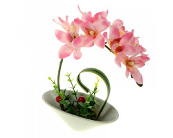 СЛ.141109 Цветочная композиция Орхидея гуарианте в чаше 18х14,5см