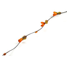 СЛ.450535 Декор ветка лоза цветок раскрытый цв.оранжевый 150 см