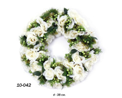 Цветы искусственные арт.FAF.10-042 Венок с крупными розами диам.38см