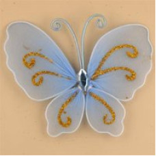 Украшение д/штор бабочка на булавке арт.TBY-С001 10*11см цв.голубой