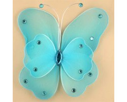 Украшение д/штор бабочка на булавке арт.TBY-С008 14*14см цв.голубой