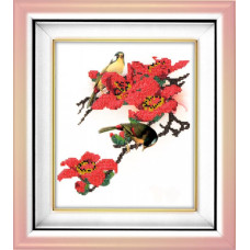 Набор для вышивания бисером 'ВЫШИВАЕМ БИСЕРОМ' арт.В17 Птицы в цветах 19x20 см