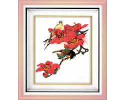 Набор для вышивания бисером 'ВЫШИВАЕМ БИСЕРОМ' арт.В17 Птицы в цветах 19x20 см