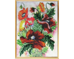 Набор для вышивания Вышивальная мозаика арт. 087ЦВ.Акварельные цветы. Маки 19х26,5 см