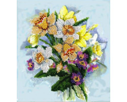Набор для вышивания Вышивальная мозаика арт. 150ЦВ.Акварельные цветы.Нарциссы и примулы 18,5х20см