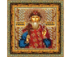 Рисунок на ткани Вышивальная мозаика арт. 4023 Икона 'Св. Князь Владимир' 6,5х6,5 см