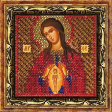 Рисунок на ткани Вышивальная мозаика арт. 4066 Икона 'Помощница в родах' 6,5х6,5 см