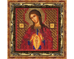 Рисунок на ткани Вышивальная мозаика арт. 4066 Икона 'Помощница в родах' 6,5х6,5 см