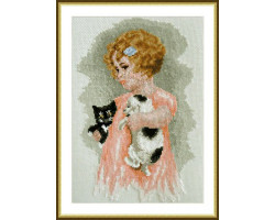 Набор для вышивания арт.ВЫШ -М-01 'Девочка,котенок и щенок' 15х22 см