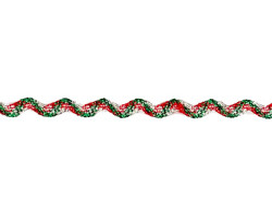 Тесьма плетеная 'вьюнчик' (МЕТАНИТ) арт.С-2914 (3619) г17 рис.6422 'Радуга' цв.021 зеленый, красный, серый фас.20м