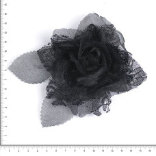 Украшение цветок арт. D07154 цв. черный d-11 см