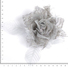 Украшение цветок арт. D07154 цв. серебро d-11 см